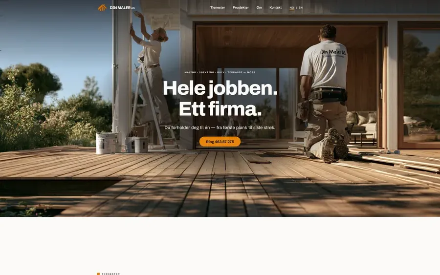 Screenshot of the Din Maler AS website
