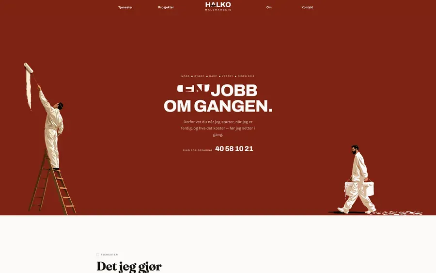 Screenshot of the HALKO Malerarbeid website